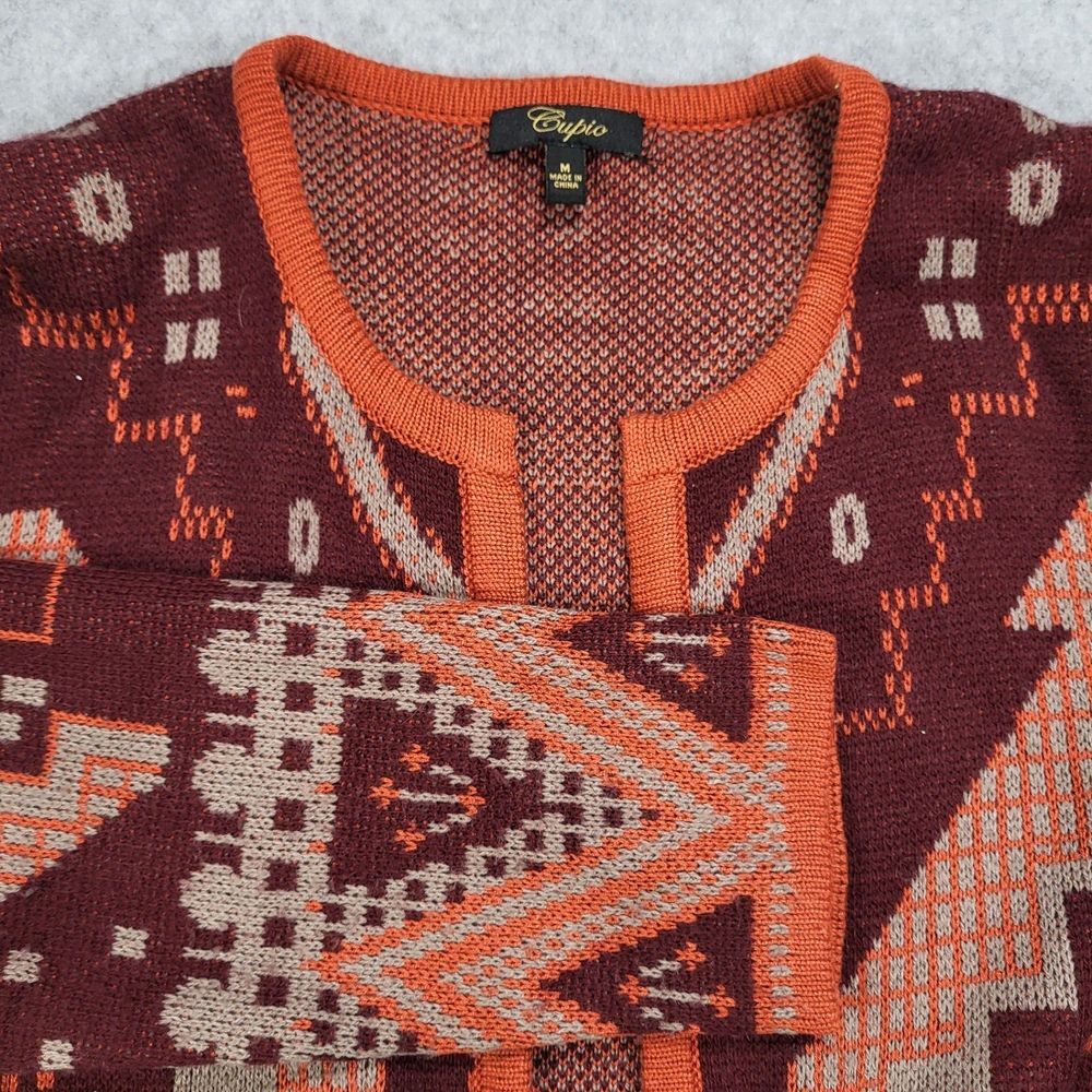 Cupio Womens Medium Maroon Orange Cardigan Sweater